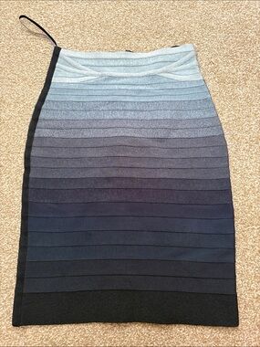 Herve Leger Ombre Bandage Pencil Skirt in Blue to Black